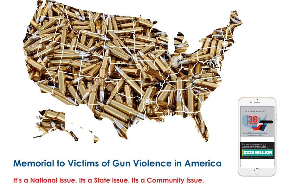 A map of the USA, bullets and a cell phone